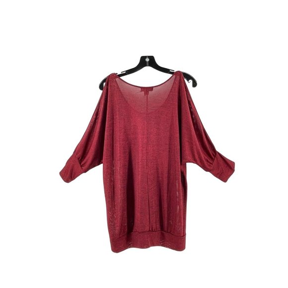 i Jeans by Buffalo Women's Metallic Red Knit Shirt Top Blouse Rhinestones Size M - Picture 4 of 12